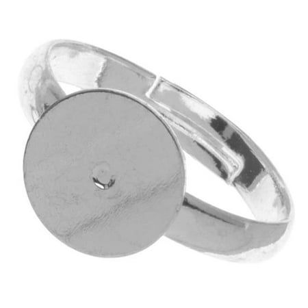 Bright Silver Color Adjustable Ring With 10mm Glue On Plate (4)