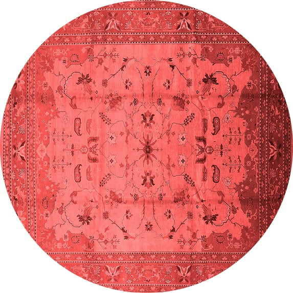 Ahgly Company Indoor Round Oriental Red Industrial Area Rugs, 6' Round
