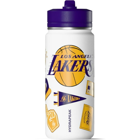 Hydrapeak x NBA Officially Licensed Los Angeles Lakers 20 oz Active Water Bottle with Straw Lid and Handle Reusable Stainless Steel Double Wall Insulated Sports Gift for Kids/Adults