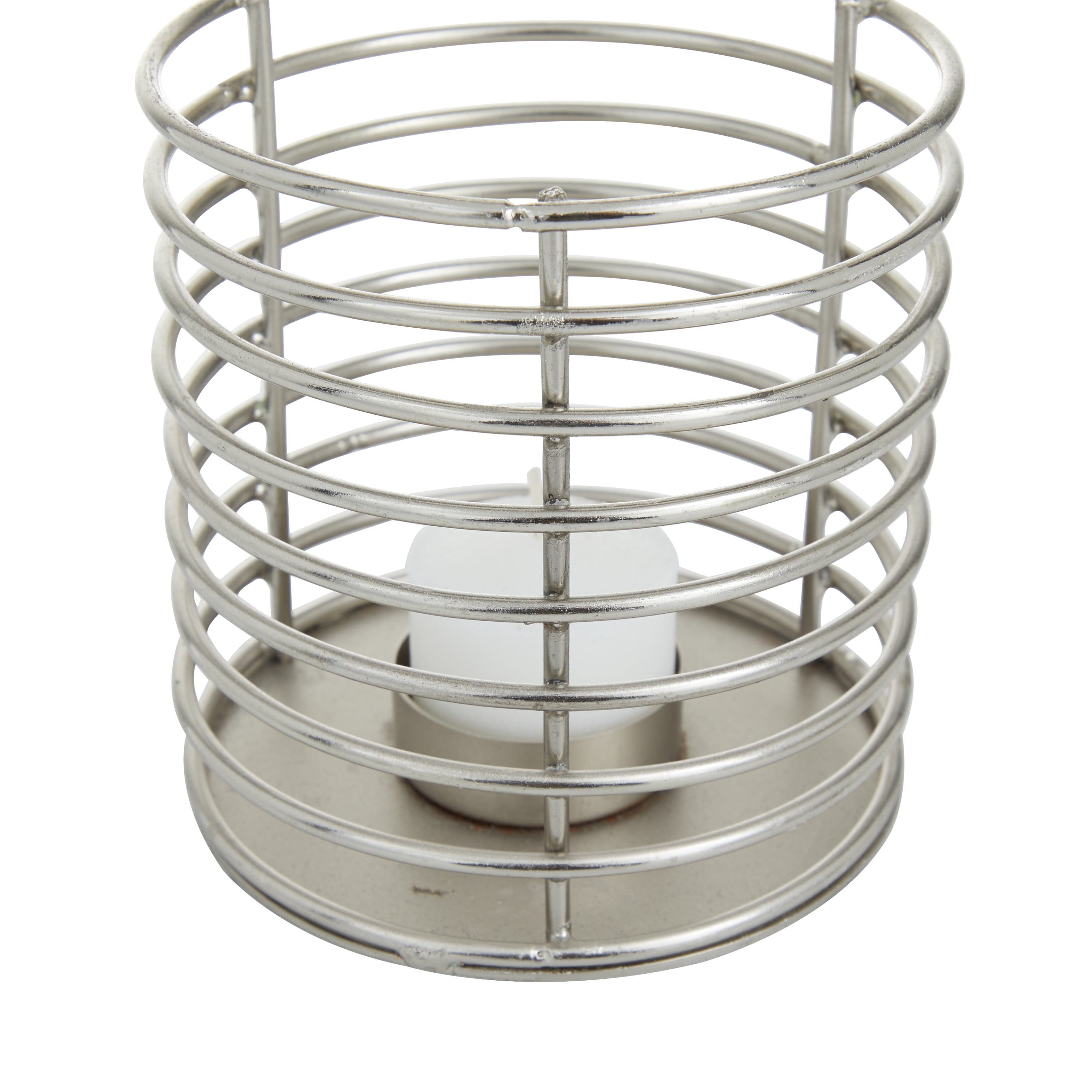 DecMode 4"W, 4"H Metal Glam Candle Holders, Silver, 3-Piece