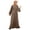 Brown, variant on Women’s Solid‑Color Flared‑Sleeve Waist‑Tie Full‑Length Polyester Abaya Arab Kaftan Maxi Dress With Matching Belt Size S‑XXL Plus Size Friendly