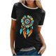 thumbnail image 1 of Camiseta holgada cómoda debajo de la cintura con cuello redondo y estampado elegante para mujer, blusa de manga corta, Tops informales OAVQHLG3B Store lin121212, 1 of 5
