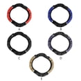 thumbnail image 2 of yingyy Car Auto Steering Wheel Cover Faux Leather Breathable Anti-slip Protector Black Red 1Set, 2 of 6
