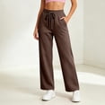 thumbnail image 5 of YOIAVAIOY Womens Loose Fit Pants Soft Comfy Casual Trousers Straight Leg Drawstring Waist Jogging Pant Daily Wear, 5 of 7