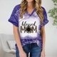 thumbnail image 1 of Fiudx Ofertas de La Semana Camiseta Holgada Estampada con Cuello En V y Manga Corta para Mujer, 1 of 5