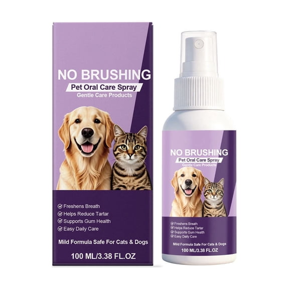 Pet Dental Spray, Cleaning Spray for Dogs Teeth, Pet Breath Freshener – Dog Oral Care & Cat Teeth Cleaning - Targets Bad Breath, Plaque and Tartar Multicolor