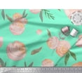thumbnail image 3 of Soimoi Green Cotton Duck Fabric Leaves & Peach Floral Watercolor Print Fabric by Yard 42 Inch Wide, 3 of 3