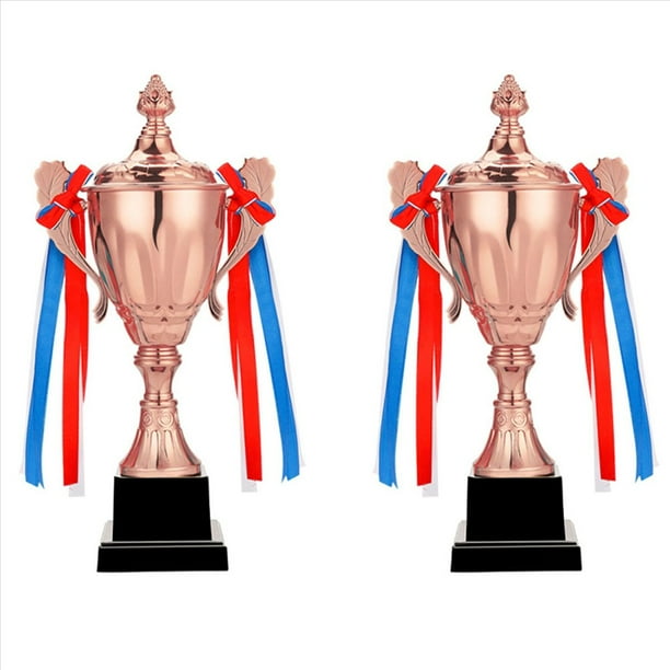 2X Copa de Trofeo de Cobre de 11,8 Pulgadas para Competiciones de Reuniones Deportivas, Premios del Equipo de Fútbol y Recuerdos de Fiestas de Competición