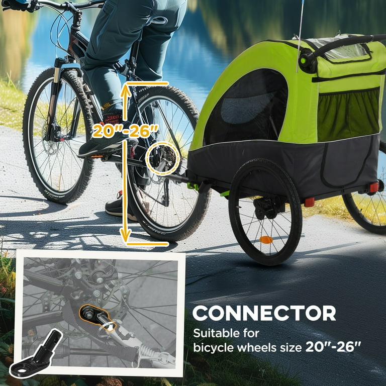 Aosom 3 In 1 Kids Bike Trailer Foldable Jogger Stroller with Shock Absorber Adjustable Handlebar Green Gray Walmart
