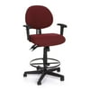 Extended Use Computer Task Chair w Arms & Drafting Kit (Burgundy)