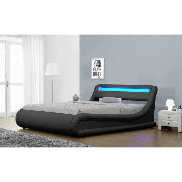 Pemberly Row Led Storage Platform California King Bed In Black Com Pemberly Row Led Storage Platform, California King Bed Frame With Shelves