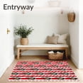 thumbnail image 3 of ODIKA 3'x5' Machine Washable Non-Slip Area Rug, Nordic Cane Stripe with Pine Cone High Traffic Rug with Pad, Red, 737745, 3 of 8