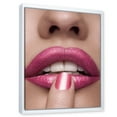 thumbnail image 3 of Designart 'Pink Female Lips With Finger On Mouth' Modern Framed Canvas Wall Art Print, 3 of 5