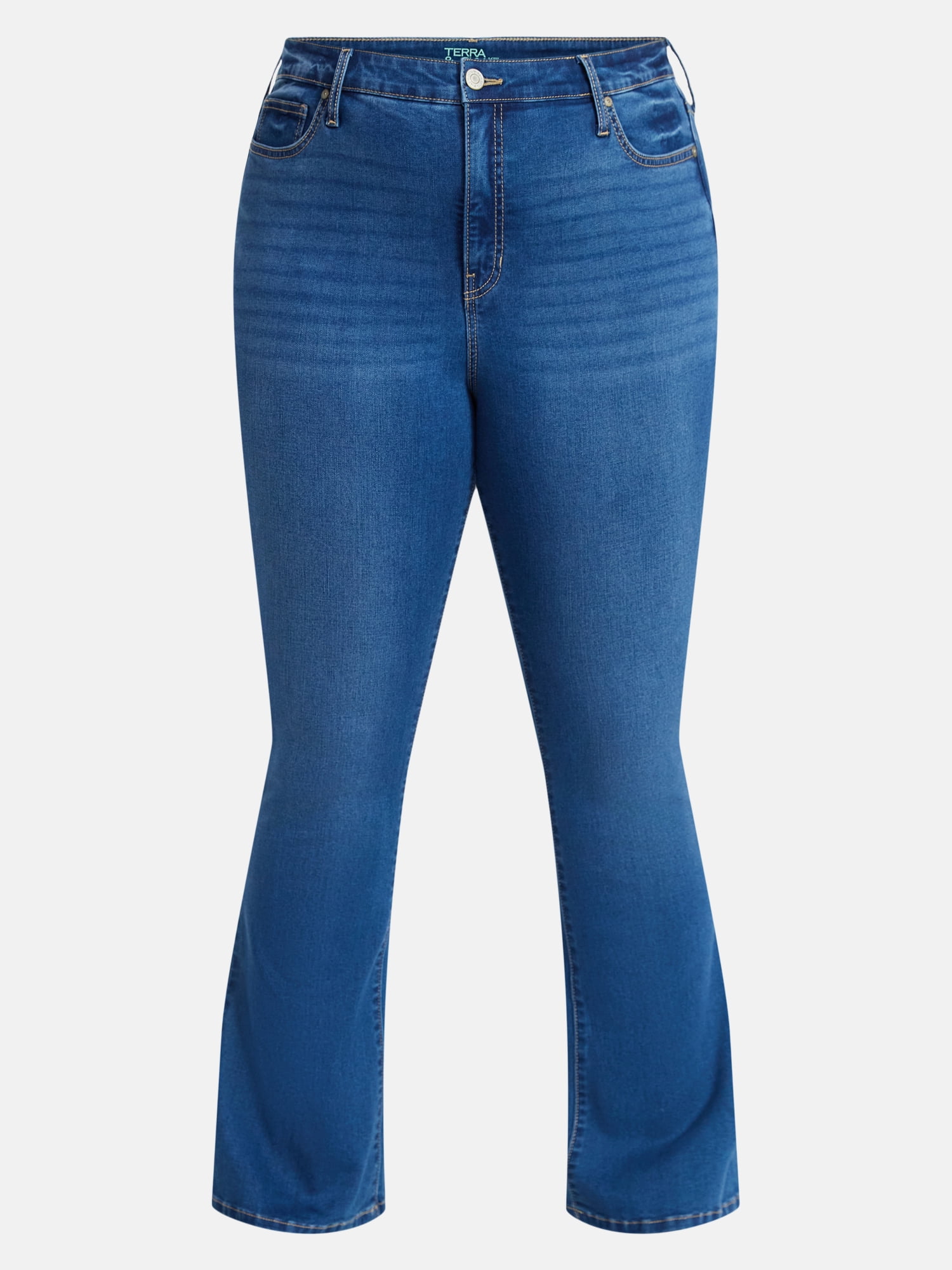 Terra & Sky Women's Plus High Rise Bootcut Jeans, Sizes 16W-28W