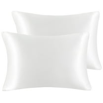 Unique Bargains Satin Set of 2 Zipper Closure Pillowcases White 20"x26"
