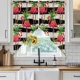 thumbnail image 3 of Swag Valance Curtains for Windows, Pink Flamingo Light Filtering Kitchen Curtains with Rod Pocket, Palm Leaf Black Striped Tropical Plant Window Treatment Valances for Living Room, 28x36 - 2 PCS, 3 of 9