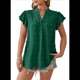 thumbnail image 1 of Blusa de Verano 2025 para Mujer, con Cuello en V, Volantes, Corta, Lunares, Holgada, Estilo Túnica, Verde Oscuro, Talla L, 1 of 6