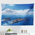 thumbnail image 1 of Sea Animals Tapestry, Shark and Small Fish Ocean Wilderness Waterscape Wildlife Nature Theme Picture, Fabric Wall Hanging Decor for Bedroom Living Room Dorm, 2 Sizes, Teal Beige, by Ambesonne, 1 of 1