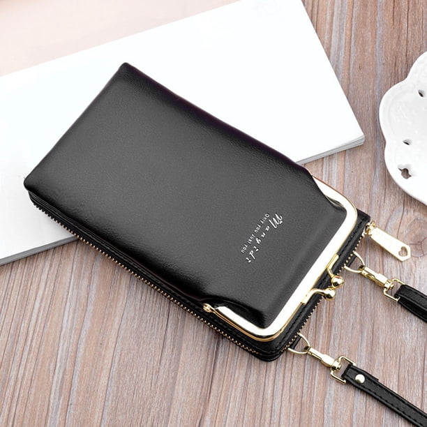 Bolso bandolera Colcomx para teléfono con pintalabios negro Monedero cruzado