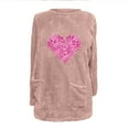 thumbnail image 4 of Usmixi Under $5 Fleece Sweatshirt for Women Winter Womens Thickened Plush Pullover Sweater Long Sleeve Crewneck Cozy Sherpa Sweatshirt Fashion Heart Print Graphics Pocket Coat Tops, 4 of 4
