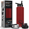 thumbnail image 1 of MAGMALIFE Termo de Acero Inoxidable para Agua y Café 1200 ml (40 oz): Contiene 3 Tapas para Diferentes tipos de Bebidas, Ideal para Mantener la Temperatura Deseada (Rojo), 1 of 7