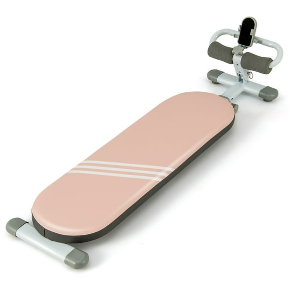 Gymax Multifunctional Sit Up Bench w/3 Gear Adjustable Angles & Adjustable Length Pink