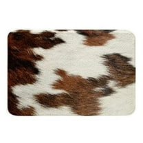 Faux Cowhide Rug, Cute Cow Print Western Cowboy Wildlife Animal Skin, White Brown Fur Outdoors Indoors Welcome Front Door Mat Floor Mat Home Decor 20x32 Inch