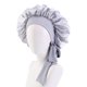 thumbnail image 2 of Gorro de satén grande Dalrosia para mujer, gorro de seda para dormir, gorro de satén largo elástico con banda para atar en la cabeza., 2 of 7