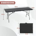 thumbnail image 3 of FDW 6' Folding Table – Portable, Heavy-Duty, Fold-in-Half Design for Parties, Events, IndoorOutdoor Use – 70x29", Black, 3 of 7