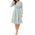 thumbnail image 3 of INSPIRE CHIC Women's Floral Print Swing Long Sleeve V-Neck Midi Dress, 3 of 7