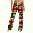 thumbnail image 3 of Women's Pajama Pants Sleepwear Casual Drawstring Elastic Waist Pants Comfy Straight Yoga Loose Trousers with Christmas Print, Fashionable Home Bottoms for Winter, Red, L, 3 of 7
