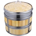 thumbnail image 3 of 1 Set of Kitchen Bamboo Steamer Basket Household Food Steamer Food Bun Steaming Tray for Cooking, 3 of 5