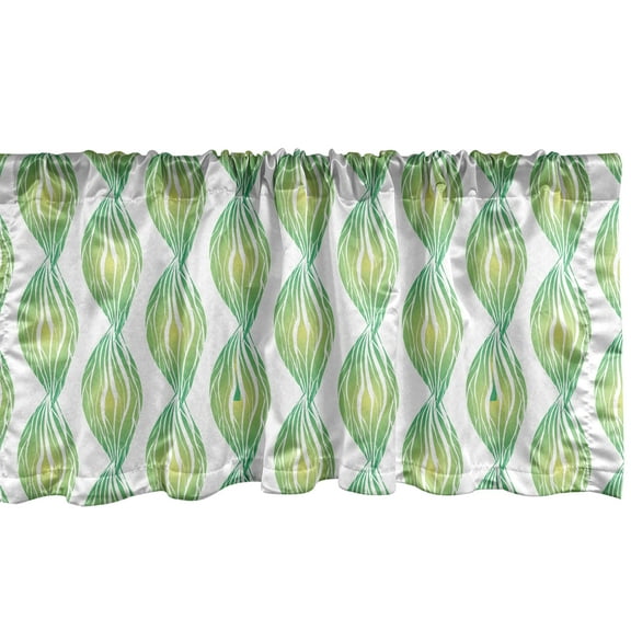 Ambesonne Abstract Window Valance, Natural Braids and Chains, 54" X 18", Green Pale Green White