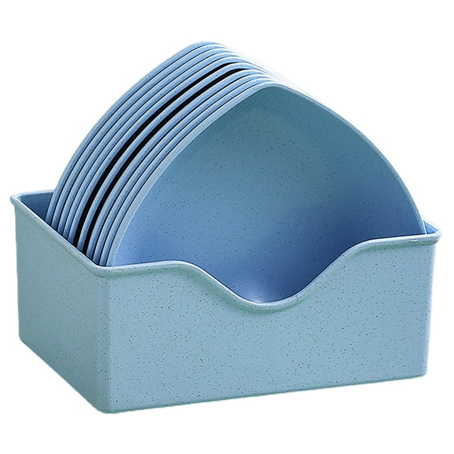 Nvzi Juego de platos para frutas: borde liso, forma única, plato apilable multiusos para frutas, color azul