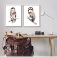 thumbnail image 2 of Stupell Industries Perched Owl Wildlife Portrait Painting White Framed Art Print Wall Art, Set of 2, Design by Annie Warren, 2 of 7