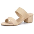 thumbnail image 1 of Women's Dual Straps Mid Chunky Heel Slide Sandals, 1 of 7