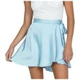 thumbnail image 1 of Summer Skirt Saving! Jerdar Women's Casual Solid High Waist Satin Lace-up Short Skirt Blue S, 1 of 5
