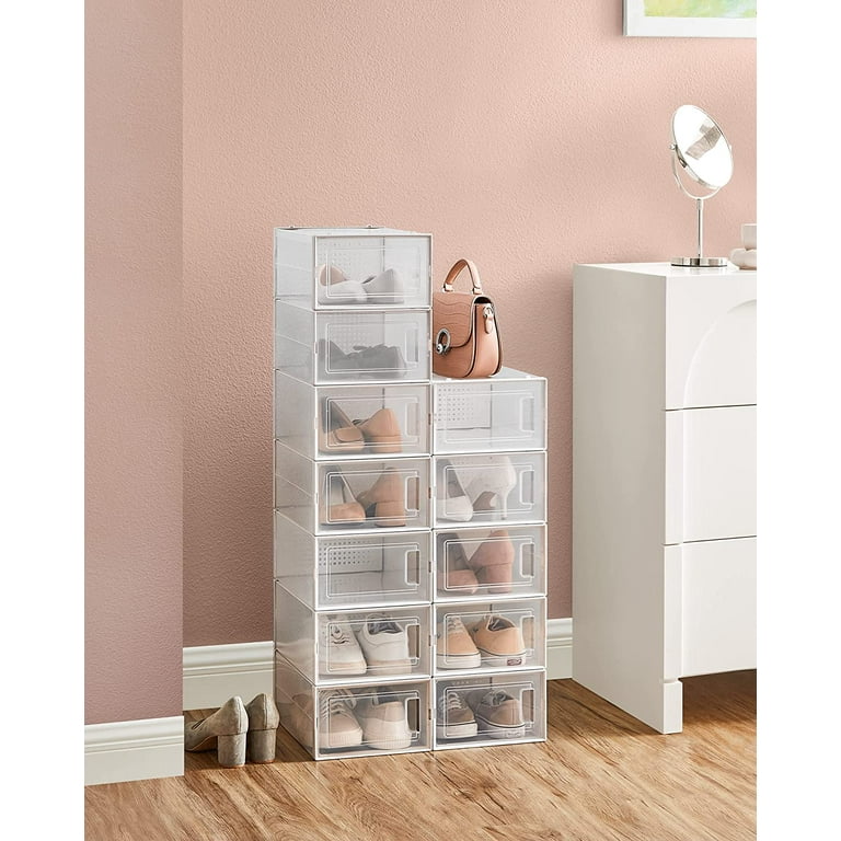 Shoe Storage Box, 12 Pack Clear Plastic Organizers Stackable Shoe Storage  Box Rack Containers Drawers With Lids