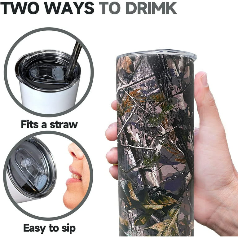 Ceovfoi Camo Tumbler with Lid and Straw, Hunting Gifts for Men Women ,20 oz  Camo Travel Coffee Cup Mug Water Botter 