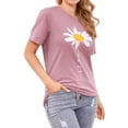 thumbnail image 5 of ZXSXSY Women's Daisy Letter Print Crew Neck Short Sleeve Graphic T-Shirt, 5 of 10