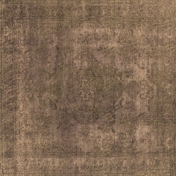 Ahgly Company Indoor Square Oriental Brown Industrial Area Rugs, 5' Square