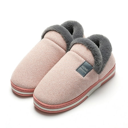 

Daznico Warm Slippers Couples Women Slip On Furry Plush Flat Home Winter Round Toe Keep Warm Solid Color Slippers Shoes 5.5