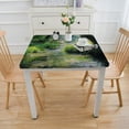 thumbnail image 3 of HAOXIT Tablecloth, Stream Cascade in Tropical Among Trees Serene , Dining Room Kitchen Rectangular Table Cover 60''x60'', 3 of 7