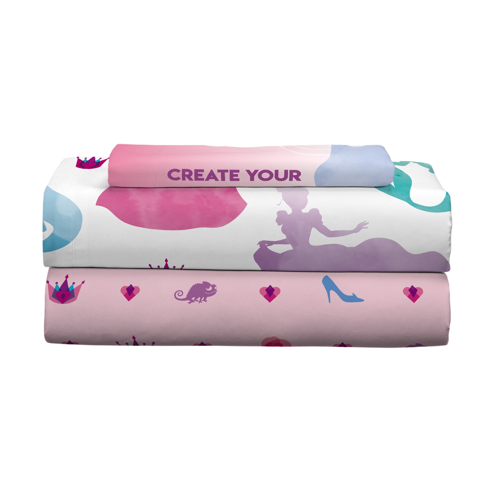 Disney Princess Kids Twin Sheet Set, Pink and Purple