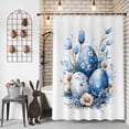 thumbnail image 3 of Easter Shower Curtain Easter Egg Shower Curtains for Bathroom Decor, Waterproof Polyester Shower Curtain Set with Hooks, Extra Long 72" x 78" Blue White Flowers, 3 of 9