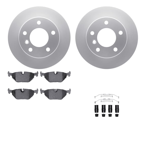 Dynamic Friction Company Rear Geospec Brake Rotors with 5000 Euro Ceramic Brake Pads includes Hardware 4612-31018