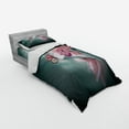 thumbnail image 2 of Ambesonne Floral Bedding Set 3 Pcs, Orchid Flower Butterfly, Twin, Jade Green Pale Pink, 2 of 2