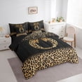 thumbnail image 2 of Erosebridal Chic Cheetah Print Twin Bedding Sets, Personalized Initial O Bedding Comforter Set, Black Brown, Black Reversible 7-Piece, 2 of 6