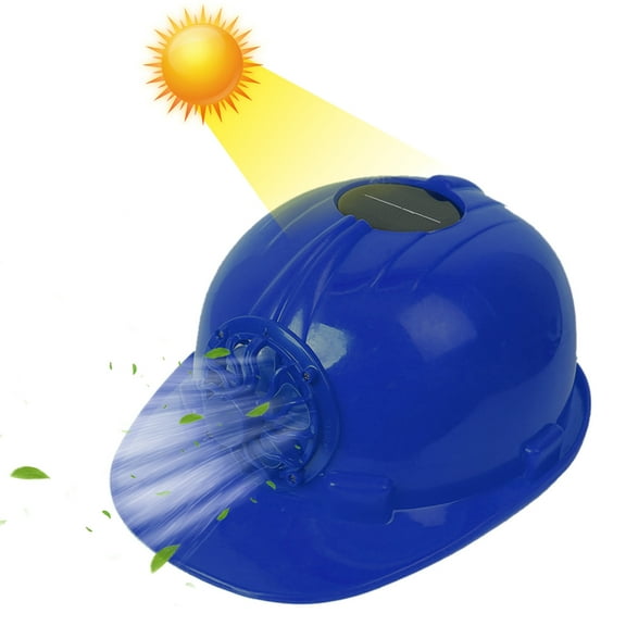 Hard Hats Safety Ventilated Breathable Hard Cap with Solar Fan and Removable Adjustable Lining (Blue)