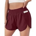 thumbnail image 3 of Nlife Women Elastic Waist Pockets Irregular Hem Athletic Shorts, 3 of 3